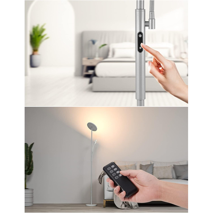 LED-підлогова лампа Modlicht 35W з регулюванням яскравості, чорна, 4200LM, з пультом та сенсорним керуванням, 3000-6000K, для вітальні, спальні, офісу