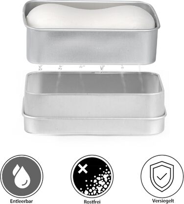 Набір мильниць для подорожей 2 шт. з алюмінію з підсіткою, вологостійкі, нержавіючі мильниці для дому, подорожей, мила та пінки для гоління (срібні)