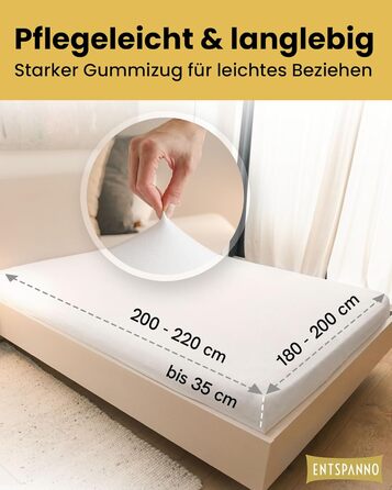 ENTSPANNO Luxury Fitted Sheet 180 x 200 to 200 x 220 cm - Made from soft premium jersey - Ideal for water and box spring beds up to 35cm height - White