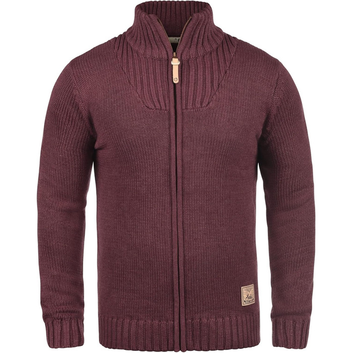 Чоловічий кардиган Soid SDPou з грубого трикотажу з бавовняної суміші, з коміром-стійкою, звичайний крій, колір: бордово-червоний мікс (3XL)
