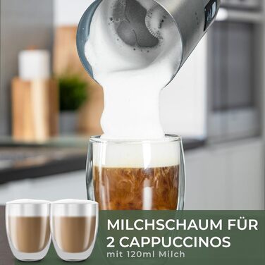 WALDWERK Milk Frother made of 304 Stainless Steel and Oak Wood - Electric Milk Frother for Perfect Foam or Hot Chocolate - Milk Frother - Electric Milk Frother