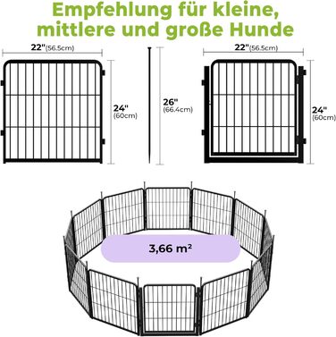 Клітка для цуценят SunsGrove 2 шт., 60 см, міцна, для дому, чорна, антикорозійна, без інструментів (12 шт., 56.5 x 60 см)