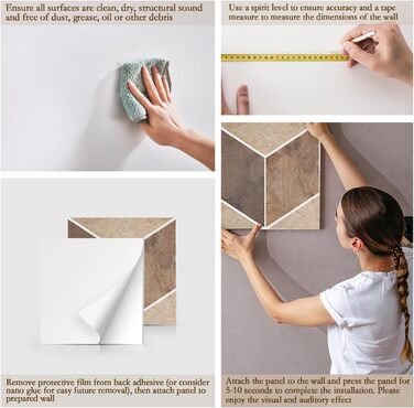 Акустичні панелі JBER для стін самоклеючі, звукопоглинаючі 3D-панелі з мармуровою текстурою для студії, офісу та дому, 30×30×1 см, 12 шт (Гексагон)