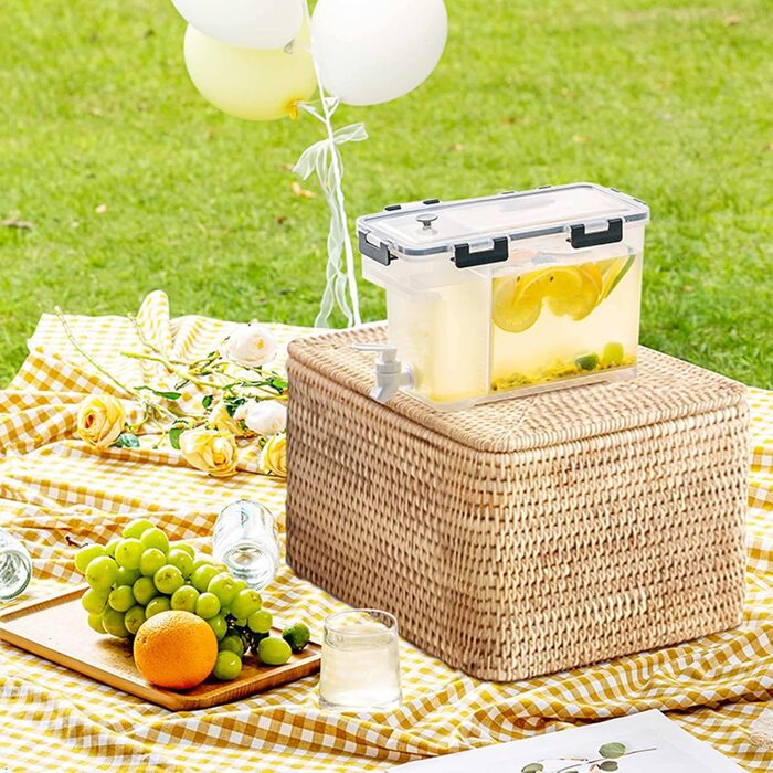 YGHQAP Plastic Drink Dispenser, 3.5L Drink Cooler with Spigot, Iced Juice, Lemonade Dispenser, Perfect for Refrigerator, Fruit Tea Pot