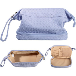 Косметичка для жінок велика водонепроникна з відділенням для пензлів, органайзер для макіяжу, косметичка для подорожей, велика косметичка з пензленицею (B-фіолетовий)