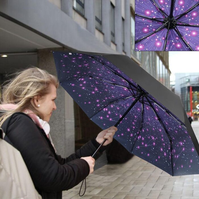 Дощовий парасолька туристична, 8 спиць, вітростійка, автоматична, для чоловіків та жінок, фіолетовий