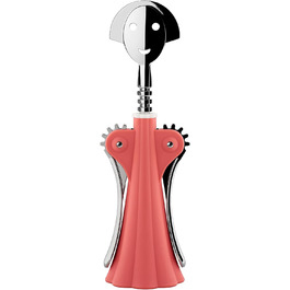 Alessi AM01 P Bottle Opener made of thermoplastic resin, pink and chrome-plated Zamak