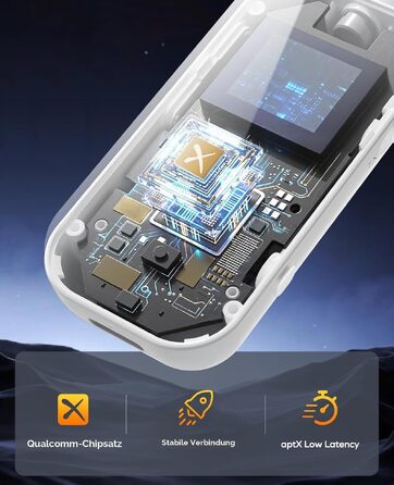 Bluetooth-трансмітер та ресивер Nulaxy BR08 з дисплеєм для навушників та AirPods, червоний
