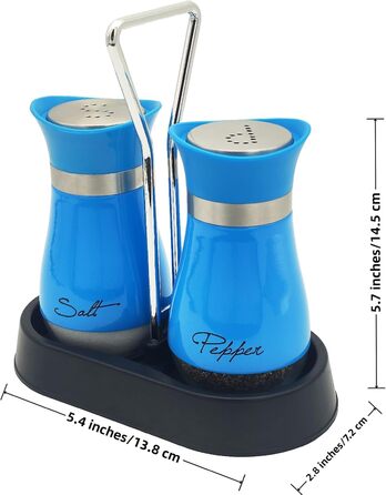 Набір солі та перцю (2 шт) з підставкою, скло та нержавіюча сталь, для кухні та кемпінгу