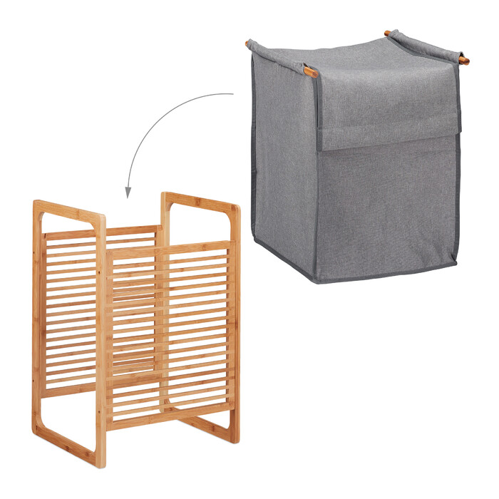 Relaxdays Laundry Basket Bamboo with Lid