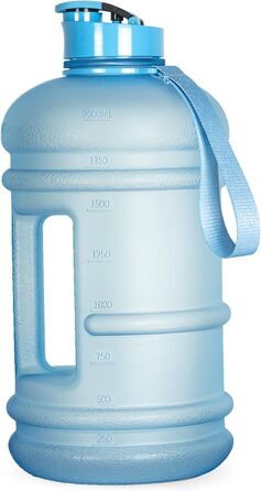 TOOFEEL Water Bottle 2L - 2 Liter Water Bottle BPA Free, Large Bottle, Reusable Sport Water Bottle with Marked Measurements, Gym Water Bottle - (Matte Light Blue, 2200 ml)