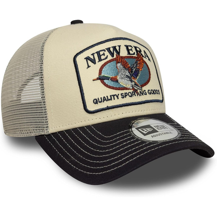 Кепка бейсболка New Era A-Frame Trucker Olive/White - регульована, з нашивкою, універсальний розмір