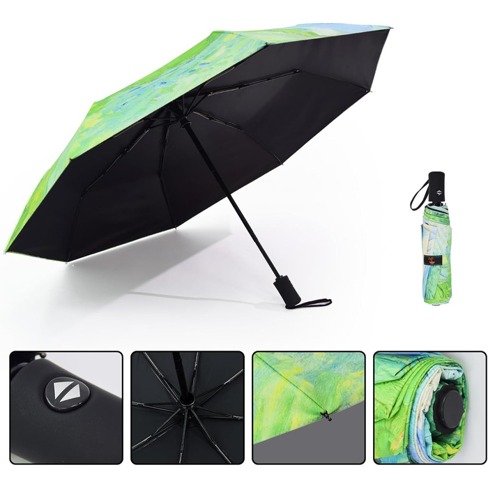 Компактна дорожня парасолька SY Winddicht: автоматична, легка, міцна. Парасольки від виробника, висока якість за доступною ціною (C-Grünes Weizenfeld)