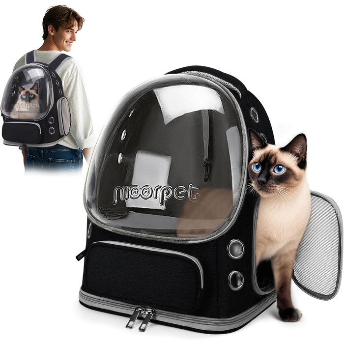 Рюкзак-переноска для котів та собак ALLSOPETS Bubble Carrier – чорний (до 7.5 кг)