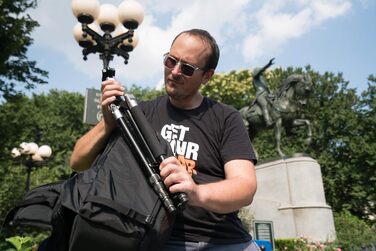 Штатив Manfrotto Element Traveller Carbon Kit блакитного кольору, 164 см, алюмінієвий, одноногий