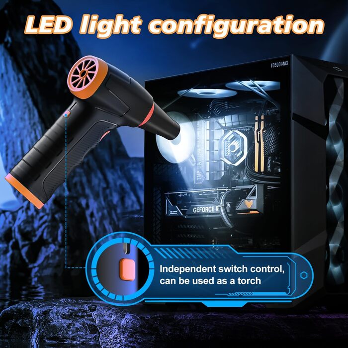 Електричний пилосос-фен WHATOOK Mini: 3 швидкості, 150000 обертів/хв, акумулятор 8000mAh, LED, для чищення ноутбука, клавіатури, авто