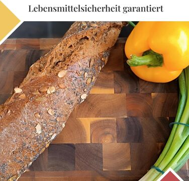 iWerk® – Kitchen block made from brainwood 34 × 24.5 cm | High-quality solid wood | Butcher block made from sustainable acacia wood | Discover oiled wooden cutting boards for kitchen & gastronomy