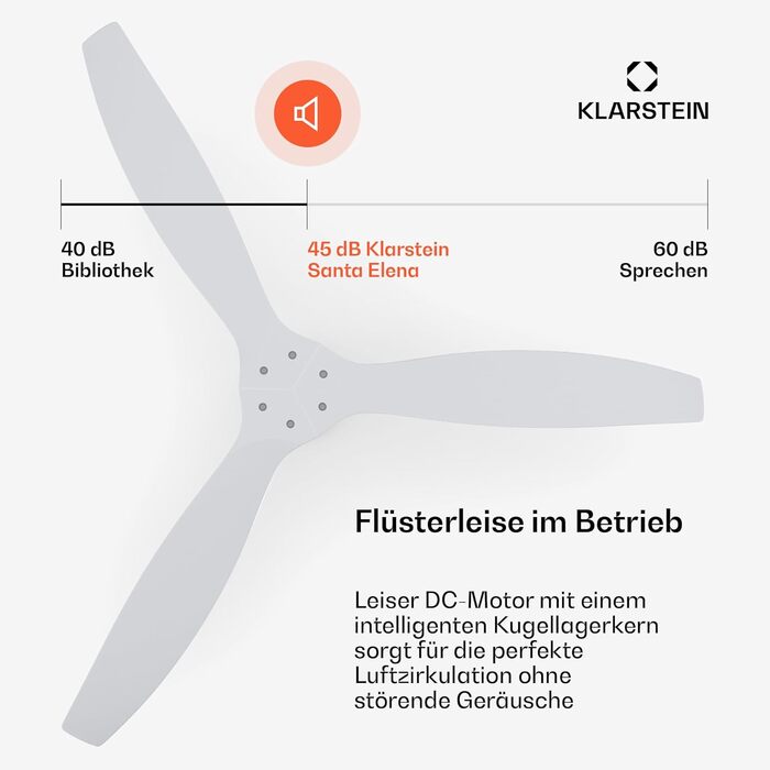 Стельовий вентилятор Klarstein Santa Elena Smart WiFi з пультом, 6 швидкостей, білий, 132 см