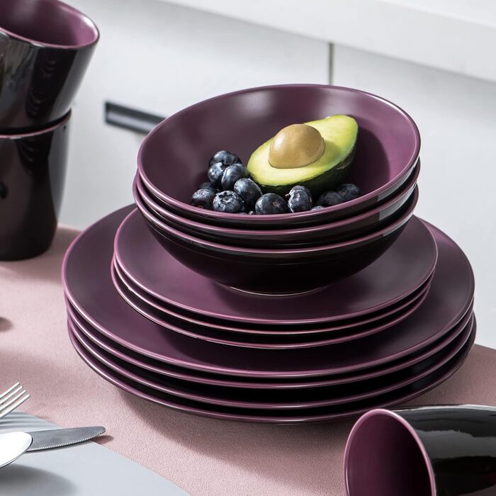 Набір посуду Vancasso BACCHE 16-частинний, кераміка, для 4 осіб, стиль Vintage, колір Ягода