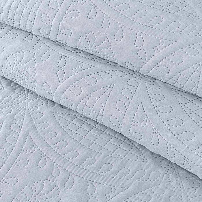 Комплект покривал Chezmoi Collection Austin (3 шт.) Oversized, блакитно-зелений, Queen, срібний