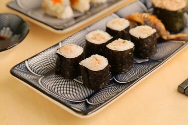 Набір для суші Elush: 2 тарілки, 2 миски для соусу, 2 пари паличок, 2 підставки, кераміка, японський стиль