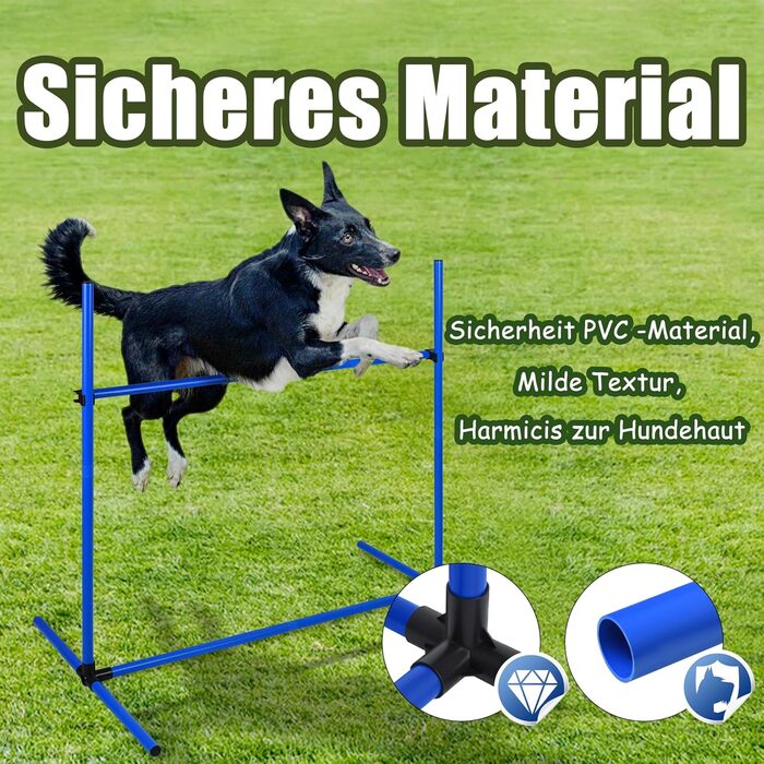 Набір для аджиліті для собак Grün 4X Hurden: набір шлагбаумів, регульована висота, 104x70x101 см (блакитний)