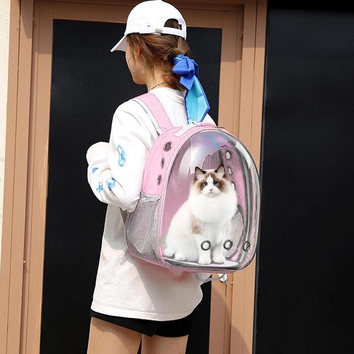 Сумка-переноска для котів, домашніх тварин, рюкзак-переноска, передня кишеня для маленьких, середніх котів, цуценят, собак (Рожева)