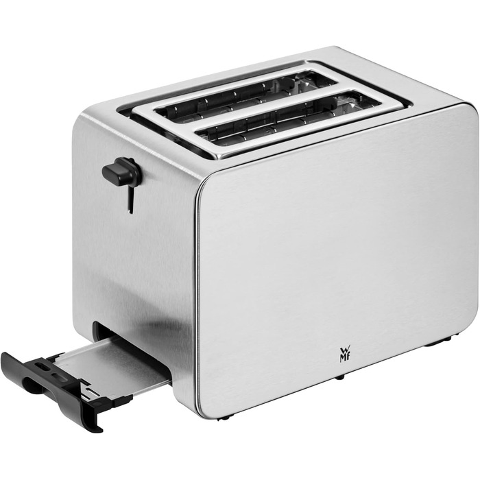 WMF Stelio 2-Slice Stainless Steel Toaster, Double-Slot Toaster with Bread Roll Attachment, Bagel Function, 7 Browning Levels, 900 W, Matte Stainless Steel Toaster