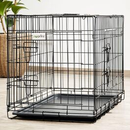 Складана переносна собача будка Zooprinz з міцної сталі – клітка для собак з 2 дверцятами, піддон, ручка для транспортування, 4 розміри (92,5 x 57,5 x 64 см)