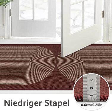 Килимок для підлоги/коридору 80x200 см з джуту, антиковзаючий, для кухні, спальні, балкону (червоний)