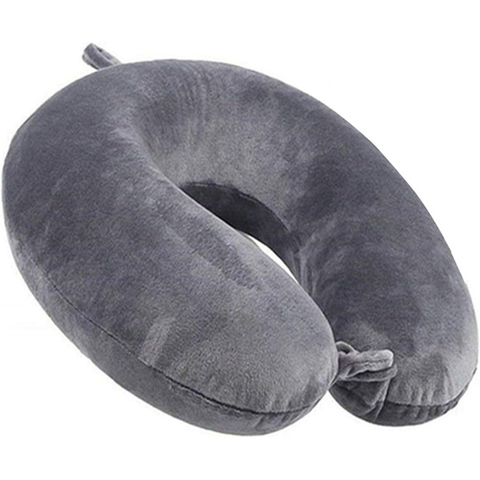 Подушка для шиї у літак/подорожі з Memory Foam - підтримуюча, компактна, легка, сіра