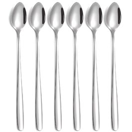 Набір ложок для лате макіато, 6 шт., 19.8 см, з нержавіючої сталі. Ідеально для кави, коктейлів, десертів та молочних напоїв