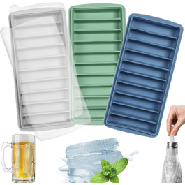 Силіконова форма для льоду LessMo з кришкою, BPA-free, LFGB сертифікована, на 10 осередків для коктейлів, віскі та напоїв, багатоколірна