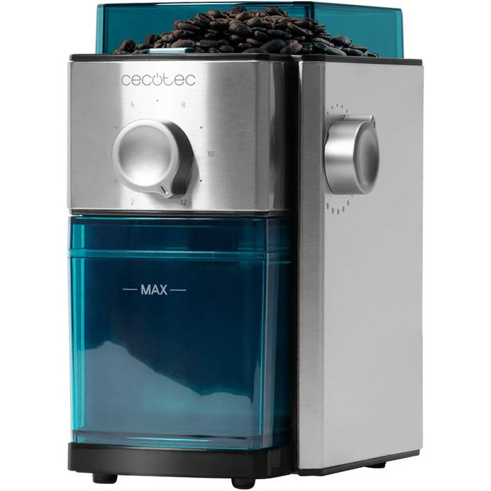 Cecotec SteelMill 2000 Electric Coffee Grinder. Stainless steel, flat burrs, 17 settings, 250g capacity, 2-12 cups