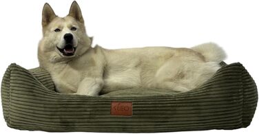 Лежанка для собак Leo4dog: зручна та миюча, розмір M 80x60, оливковий колір