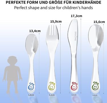Набір дитячого столового прибору Koru Kids® Kinderbesteck (4 шт.) з нержавіючої сталі, для дітей від 3 років