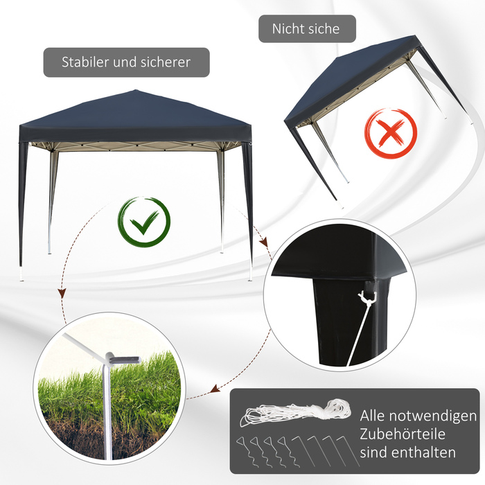 Outsunny Gazebo approx. 3x3m, water-resistant, stable, winter-proof, pop-up folding gazebo, UV protection, foldable party tent, garden tent with bag, garden gazebo for camping and garden, Black | Aosom