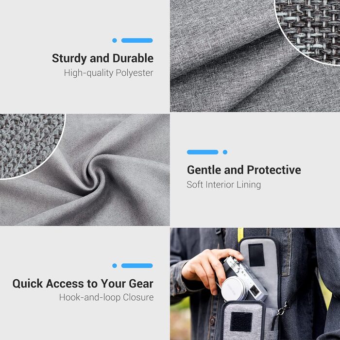 Сумка для камери JJC Kompakt: сумісна з Fuji X100VI/V/T, Sony a6700/6600/6400/6100, Canon EOS M5/M50, Ricoh GRIII, Leica SOFORT2 (сіра)