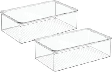 mDesign 2-Piece Stackable Shoe Box with Lid – Practical Shoe Storage Box Made of Plastic – Ideal for Protected Storage of Sandals, Sneakers, etc. – Transparent