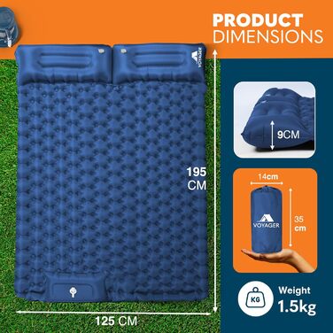 Кемпінгова матрац Voyager Single Ultraleicht: легка, самонадувна, для кемпінгу та подорожей, з сумкою (блакитна, двоспальна)