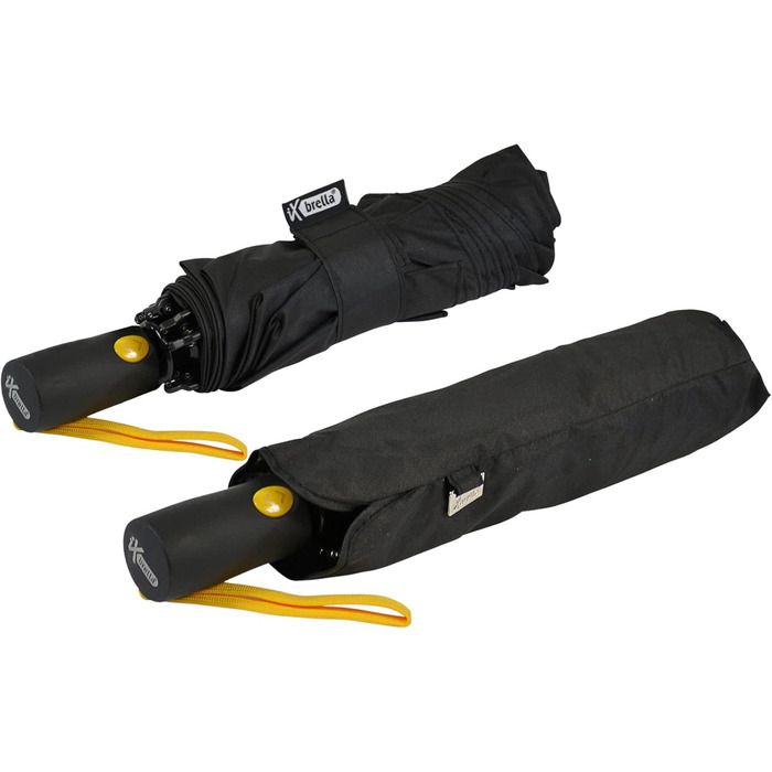 Штормовий парасолька з повним волокном, кишеньковий великий 106 см - з кольоровими спицями - (чорно-жовтий)