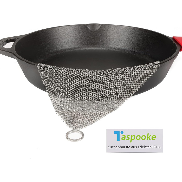 Cast Iron Cleaner Improved Small Circle, 3.8 mm, 18''x18'' Stainless Steel 316L Chain Mail Scrubber Pad for Household Pans, Frying Pans, Waffle Irons, and Glassware
