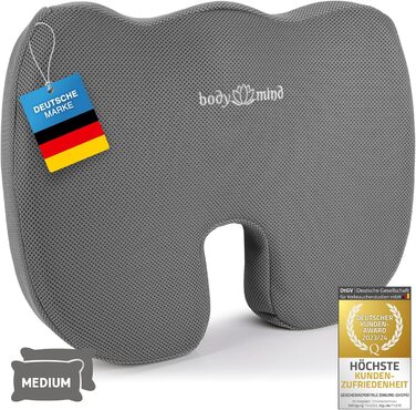 Подушка ортопедична клиноподібна для сидіння Body & Mind H2 (60-80 кг) – для офісного крісла, авто, зменшення болю в спині та куприку