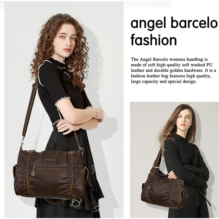 Стильна жіноча сумка-хобо Angel Barcelo Roomy Fashion з натуральної шкіри (коричнева)