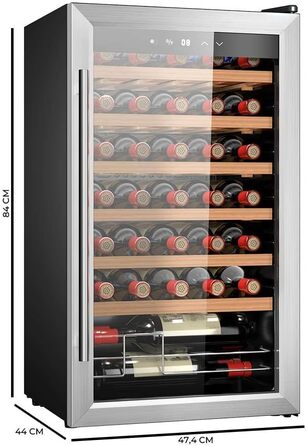 Cecotec Bolero Grandsommelier 34 Bottle Wine Refrigerator - Stainless Steel Compressor Cooler with Adjustable Temperature (5-18°C), Touch Control, LED Interior Lighting