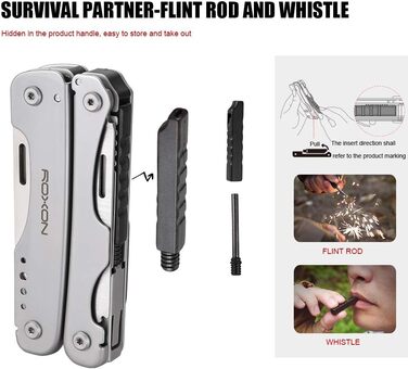 ROXON S803E Elite Update Multi-Tool - 20-Function Survival Knife with Pliers & Fire Starter | EDC Outdoor Tool