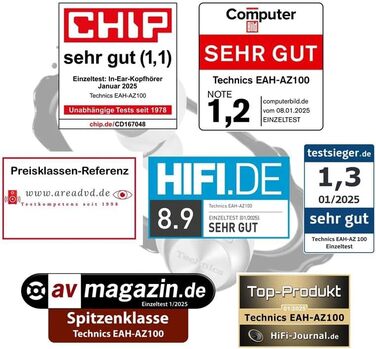 Technics EAH-AZ100E-S Бездротові навушники з активним шумозаглушенням, 10 мм драйвер, Multipoint Bluetooth, AI Voice Focus, срібного кольору