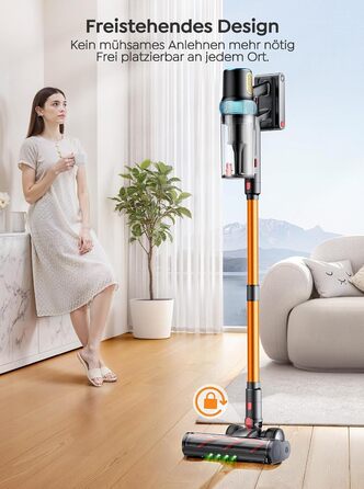 Бездротовий акумуляторний пилосос 50KPA/600W/65Min з висувним шлангом 1м, станція зарядки, автоматичний режим, антизаплутувальна щітка, багаторівнева фільтрація для килимів/твердих підлог/автомобіля