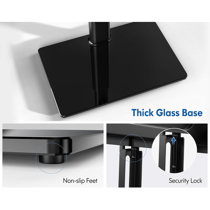 FITUEYES Adjustable TV Stand for 32-65 Inch TVs - Swivel & Height Adjustable - VESA 600x400 - White/Black