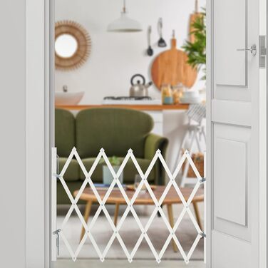 Захисне ворота для собак Relaxdays, розтягується до 130 см, висота 87,5-100 см, бамбук, білий (M)